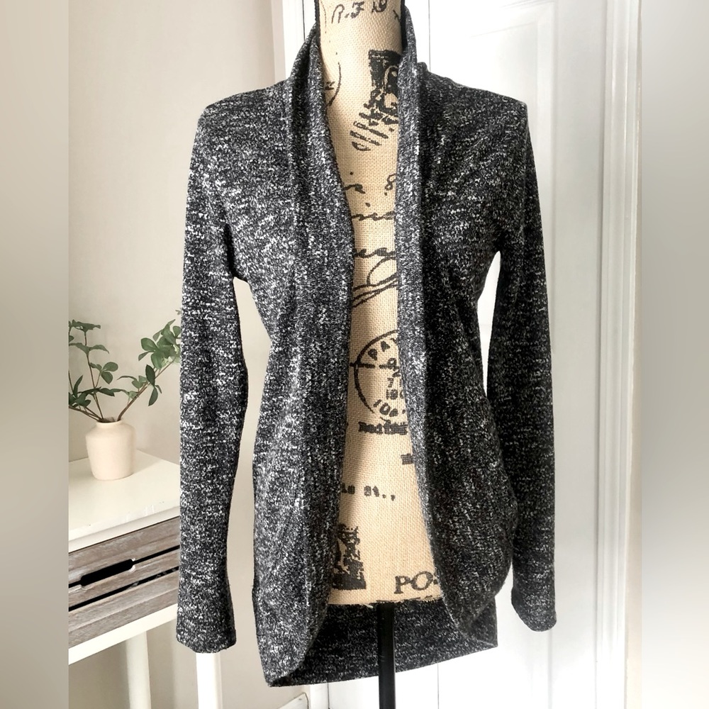 Aeropostale Black & Grey Draped Cardigan - Women’s Small